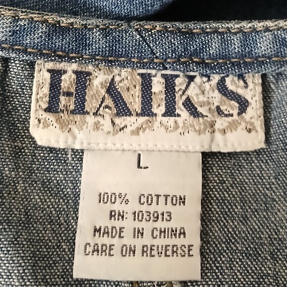 Haiks Maxi Denim Jumper Dress Size L Vintage Hand Painted Frogs & Flowers Slits - Picture 8 of 9